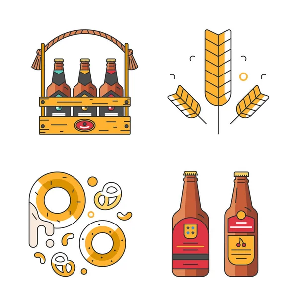 Iconos vectoriales en estilo lineal para el festival de la cerveza oktoberfest — Archivo Imágenes Vectoriales