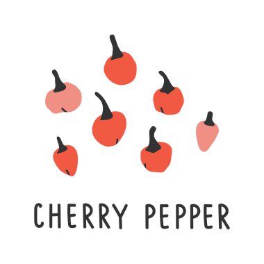 küçük kiraz biber sıralamanın el çizimi