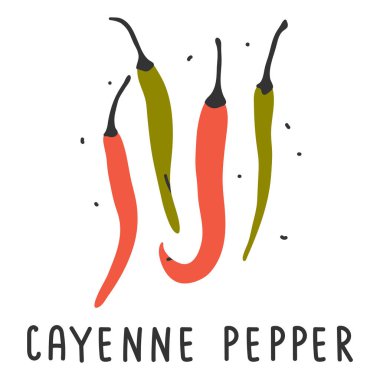 acı biber renkli handdrawn çizim 