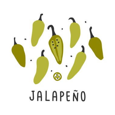 jalapeno biber sıralamanın el çizimi