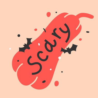 El çizilmiş vektör çizimler ve cadılar bayramı ekim parti celeberation için yazı ile tebrik kartı tasarımı. Kabak arka plan