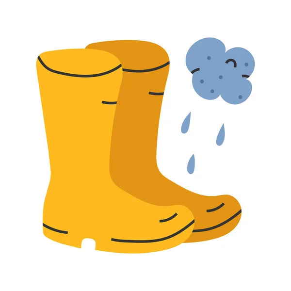 Vector Hand Drawn Illustration Rubber Wellies Rain Boots Apparel Cool — Stock Vector
