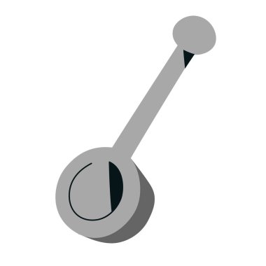 Kahve kepçesi, paslanmaz çelik yemek kaşığı, uzun saplı çatal bıçak, kahve ölçmek için mutfak gereci, beyaz arkaplanda izole edilmiş ikon, vektör illüstrasyonu