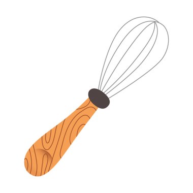 Doodle çırpıcı, paslanmaz çelik tel çırpıcı, mutfak gereçleri, beyaz arka planda izole vektör simgesi, fırın aracı, ev gereçleri, karalama el çizimi