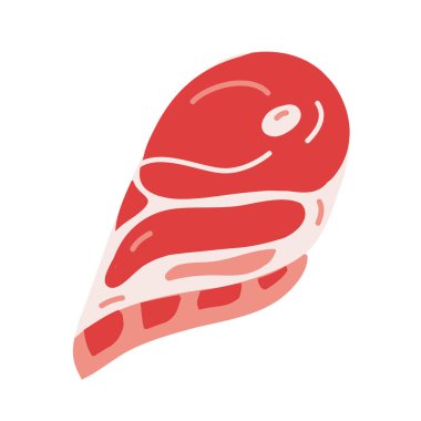 Doğranmış kuzu eti, izole edilmiş gerçekçi vektör illüstrasyonu, koyun eti, izole edilmiş ikon