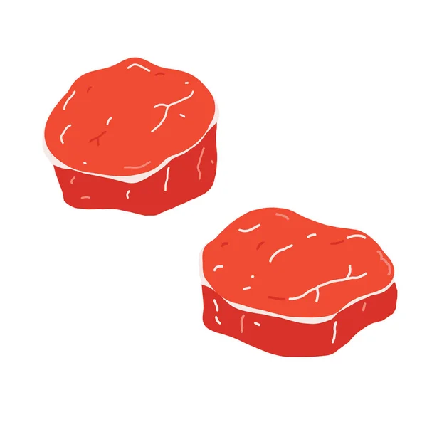 Filete de ojos o filete de lomo, carne fresca cruda, ilustración de corte de carne de res, ilustración vectorial realista sobre fondo blanco — Vector de stock