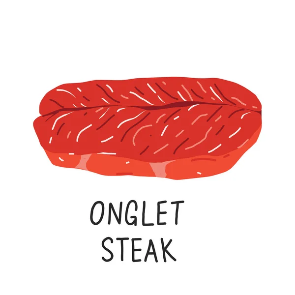 Bifteck d'oeil de côtes, viande de côtelette crue, morceau de viande de bœuf non cuit, illustration vectorielle réaliste sur fond blanc, bon comme icône pour le restaurant ou la boucherie — Image vectorielle