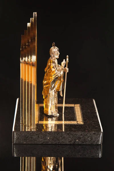 Saint Nicholas. Manual work. Metal gold. The figure on the stand. Table decoration. Gift.