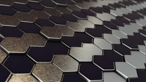 Abstract Background Animation Metal Hexagons — Stock Video