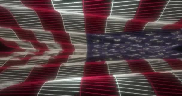 3d seamless background, looped animation. American flag — Stock Video