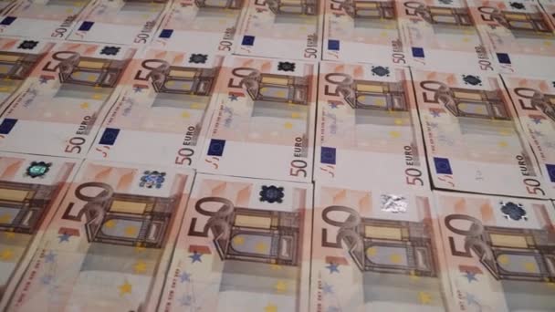 Rows of 50 euro banknotes — Stock Video