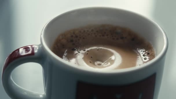 Kapky Kávy Espreso Pomalém Pohybu — Stock video
