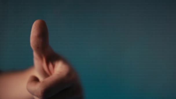 Доступ Запрещен Футуристическое Цифровое Сканирование Отпечатков Пальцев Человек Нажимает Сканер — стоковое видео