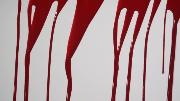 Streaks Blood Pouring White Surface — Stock Video