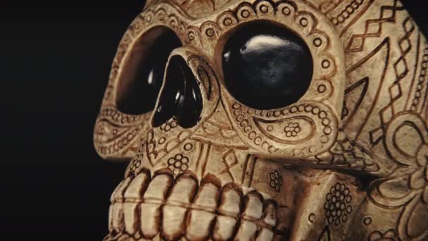 Skull Covered Smoke Dark Background — Stock Video