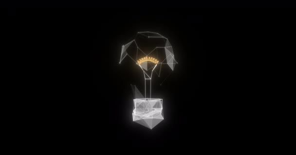 Minimalistisk Glödlampa Lampa Över Mörk Bakgrund Med Plexus Effekt — Stockvideo