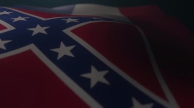 Mississippi bayrağı ağır çekimde karanlık bir atmosferde dalgalanıyor. Sonsuz döngü.
