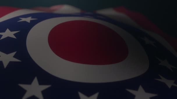 Ohio Flag Sventola Ambiente Atmosferico Buio Rallentatore Ciclo Infinito — Video Stock