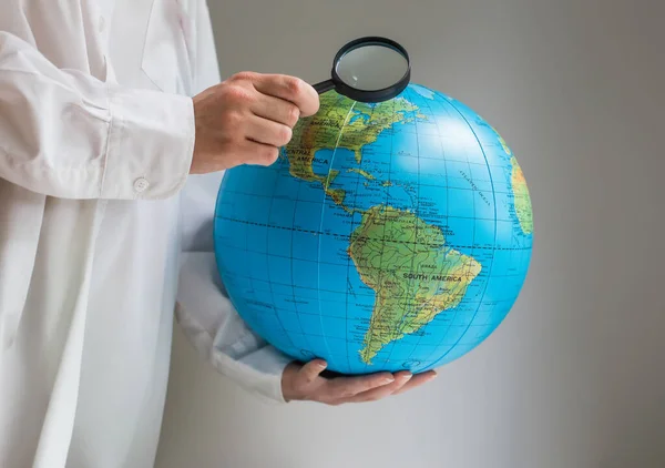 Hands breath stethoscope globe