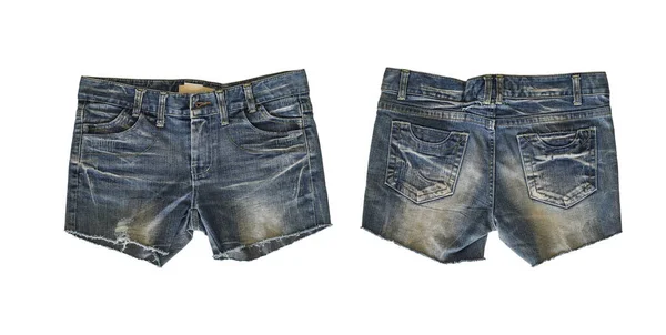 Denim Shorts Für Frauen Isoliert Auf Weißem Hintergrund Mit Clipping — Stockfoto