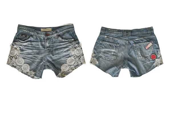 Denim Shorts Für Frauen Isoliert Auf Weißem Hintergrund Mit Clipping — Stockfoto