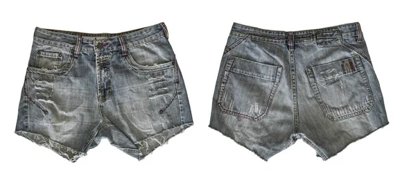 Denim Shorts Für Frauen Isoliert Auf Weißem Hintergrund Mit Clipping — Stockfoto