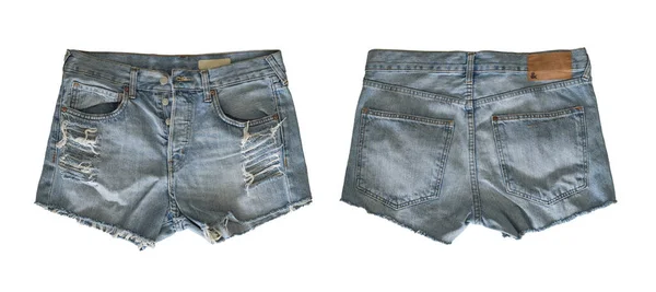 Denim Shorts Für Frauen Isoliert Auf Weißem Hintergrund Mit Clipping — Stockfoto