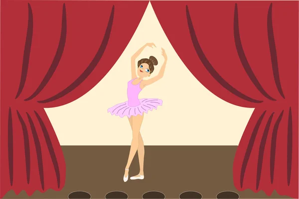 Bailarina Teatro Realiza Dança Clássica — Vetor de Stock