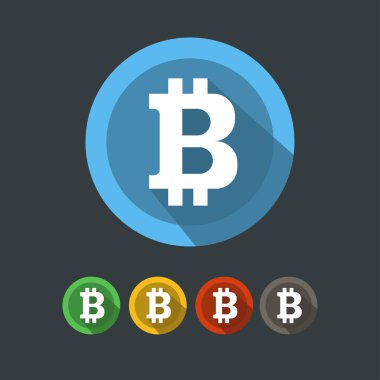 Bitcoin sembolü. Bitcoin yuvarlak simgeleri ayarlayın. Vektör çizimi.