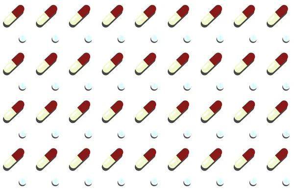 Patrón Pastillas Cápsula Sobre Fondo Blanco Formación Médica Tabletas Pastillas — Archivo Imágenes Vectoriales