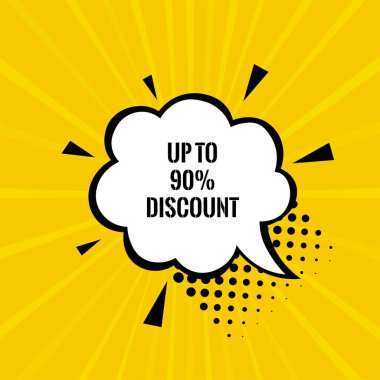 Satış afişi şablonu tasarımı. Büyük indirim var. Sezon sonu özel teklif afişi. Vektör çizimi. % 90 'a kadar indirim var..