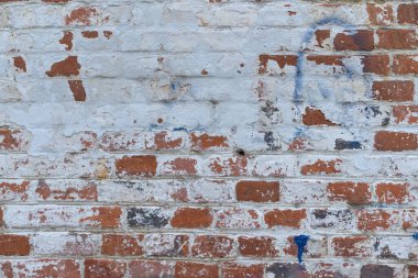 tuğla kırmızı duvar. Eski bir tuğla evin arka planı.