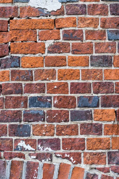 tuğla kırmızı duvar. Eski bir tuğla evin arka planı.