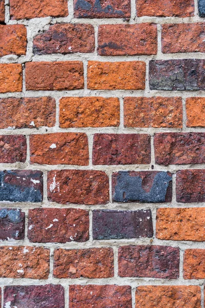 tuğla kırmızı duvar. Eski bir tuğla evin arka planı.