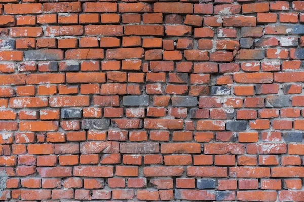 tuğla kırmızı duvar. Eski bir tuğla evin arka planı.