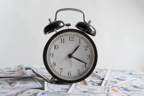 Alarm Clock Money Banknotes Dollars Concept Business Planning Finance Usurer — Stock Photo, Image