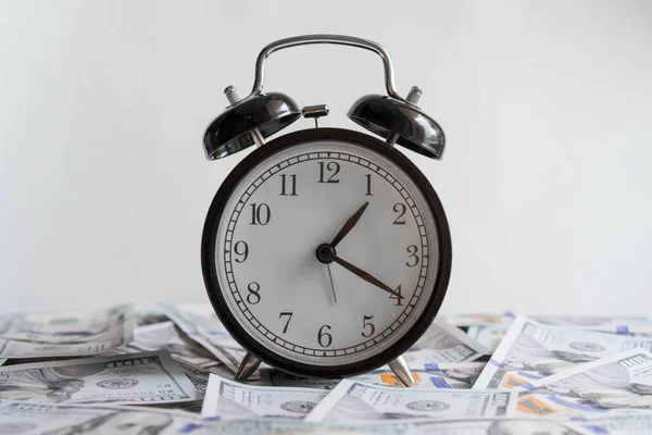 Alarm Clock Money Banknotes Dollars Concept Business Planning Finance Usurer — Stock Photo, Image