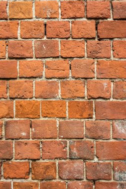 Huysuz eski kırmızı tuğla duvar dokusu arkaplanı ve yaştan sonra bozulma
