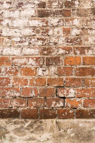 tuğla kırmızı duvar. Eski bir tuğla evin arka planı.
