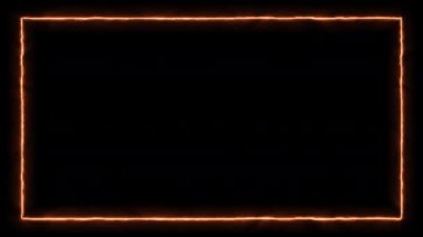 Siyah arka planda elektrikli turuncu çerçeve. 4K Soyut Neon Parıltısı rengi kusursuz bir sanat döngüsü oluşturuyor. Döngü çizgileri renkli tasarım, döngülenmiş animasyon.