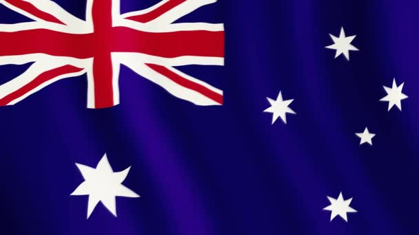 Australië Vlag Motion Loop Video Zwaaien Wind Realistische Australische Vlag — Stockvideo