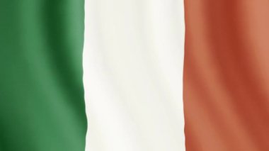 Rüzgar dikişlerinde dalgalanan İrlanda bayrağı 3D döngü animasyonu. 4k çözünürlüğü