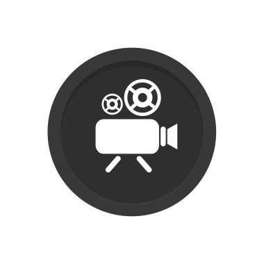 Video kamera simgesi. Web sitesi tasarımı için simge simgesi kaydı, mobil uygulama, ui. Sosyal medya multimedya iletişimi dijital pazarlama internet ağı ve bağlantı teması. Vektör İllüstrasyonu.