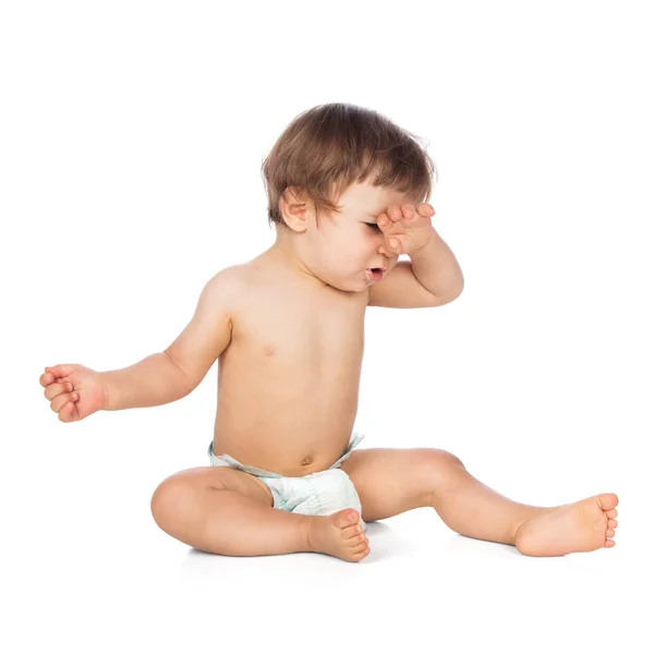 Schläfriges Baby Isoliert Auf Weiß — Stockfoto