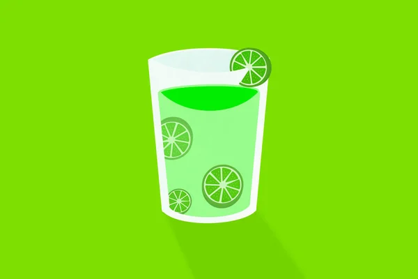 Bebida Limón Sobre Fondo Verde Limonada Con Limones Dentro Del — Vector de stock