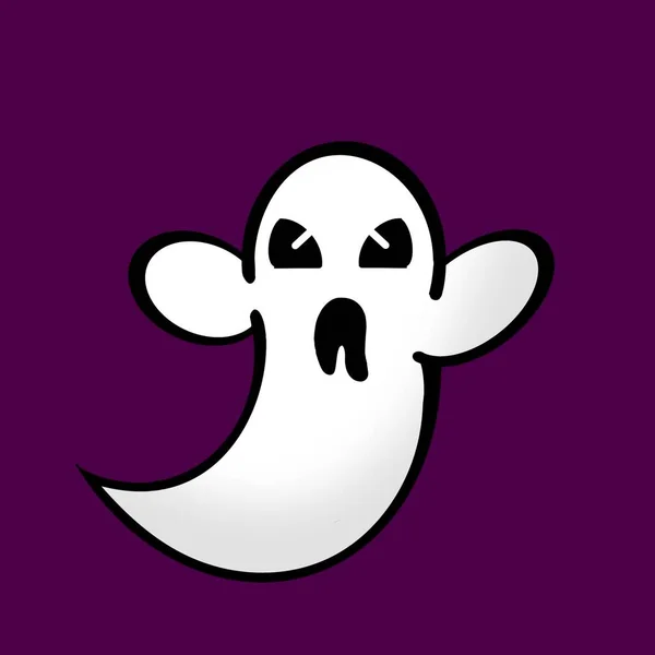 Scary Ghost Drawing Purple Background — Stock Vector