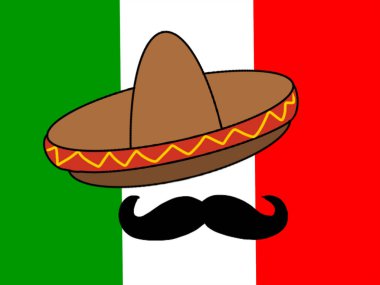 Meksika tarzı sombrero ve bıyık modeli Meksika bağımsızlığını kutlamak için veya Cinco de Mayo