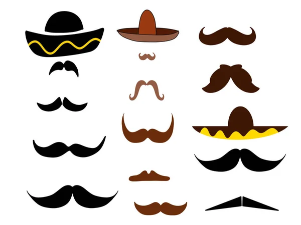 Farklı türde bıyık ve şapkalar, Meksika tarzı, devrim ve mariachi.