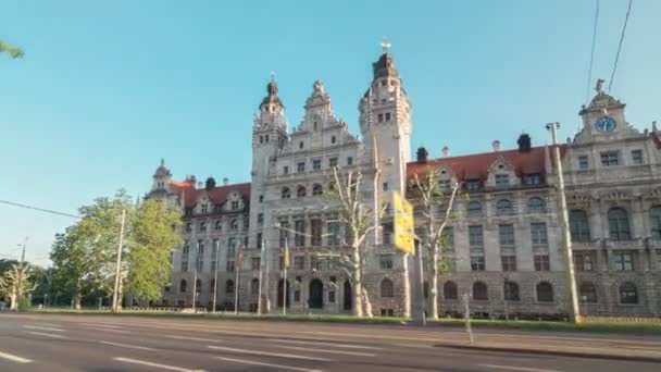 Hyprlapse of The Leipzig New Town Hall Germany Saxony — Stock Video