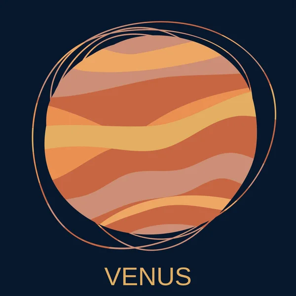 Vénusz Bolygó Naprendszer Második Bolygója Naptól Távolabb Vektor Illusztráció Sötétkék — Stock Vector